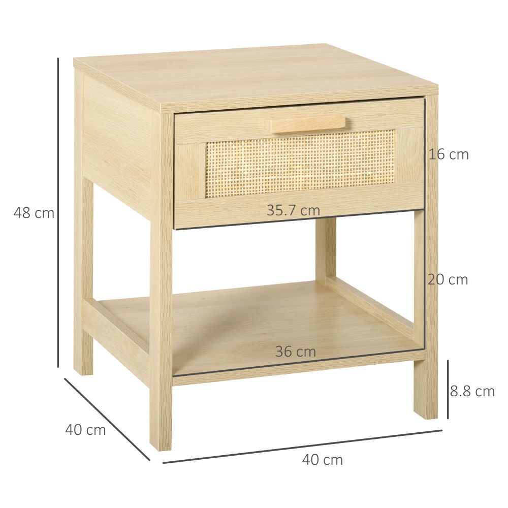 Chic Rattan-Drawer Nightstand – Modern Storage for Bedroom & Living Room