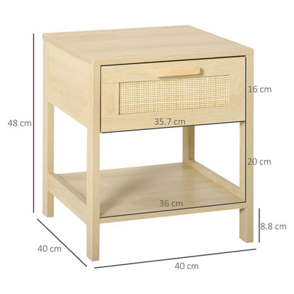 Chic Rattan-Drawer Nightstand – Modern Storage for Bedroom & Living Room
