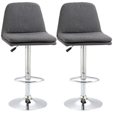 Load image into Gallery viewer, Comfort Plus: Set of 2 Adjustable Grey Swivel Kitchen Stools with Back Support
