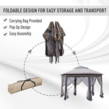 Outsunny 4x4m Metal Frame 2-Tier Gazebo with Mesh Curtains for Ultimate Comfort