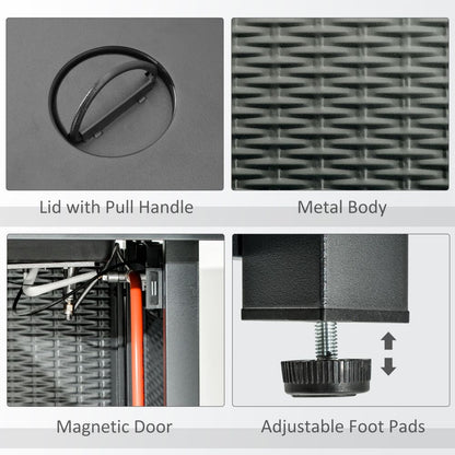 Stylish Square Propane Fire Pit Table with Rattan Design & Smokeless Flame