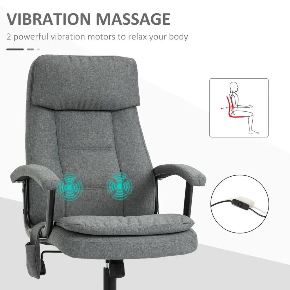 Revitalizing 2-Point Massage Office Chair - Adjustable Height, Grey Comfort
