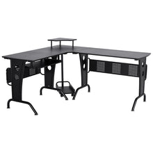 Load image into Gallery viewer, Compact L-Shaped Corner Desk with Steel Frame &amp; CPU Holder for Home &amp; Gaming
