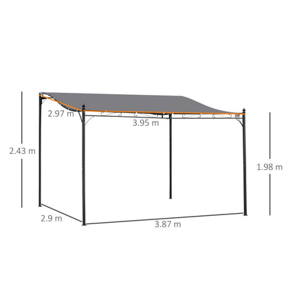 Elegant 4x3m Metal Wall Gazebo with Canopy – Stylish Outdoor Shade Solution