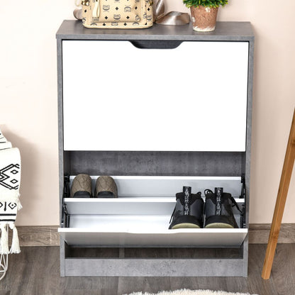 Stylish Two-Drawer Shoe Cabinet with Adjustable Shelves - Perfect Home Organizer