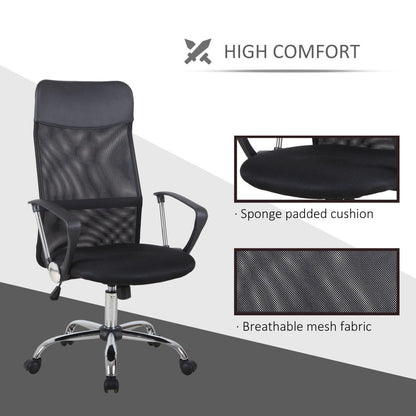 Executive Office Chair High Back Mesh Back Seat Desk Chairs, Black HOMCOM