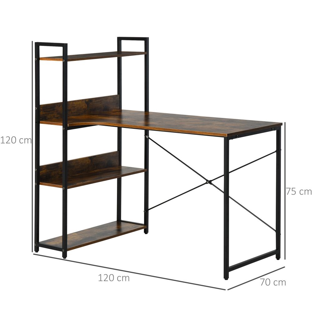 Retro Industrial Computer Desk with 4-Tier Storage – Stylish & Functional