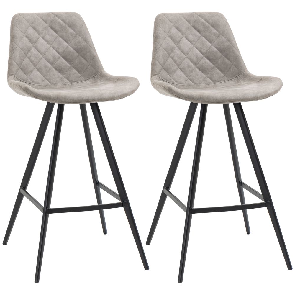 HOMCOM Vintage Microfiber Bar Stool Set - Retro Comfort & Style Duo