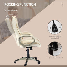 Load image into Gallery viewer, Elegant HOMCOM White Faux Leather Executive Office Chair - Comfort &amp; Style!
