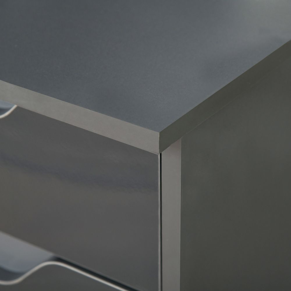 Modern Grey Computer Desk with Storage Drawers for Stylish Workspaces