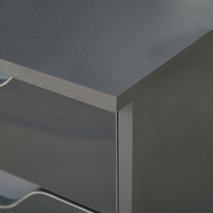 Modern Grey Computer Desk with Storage Drawers for Stylish Workspaces