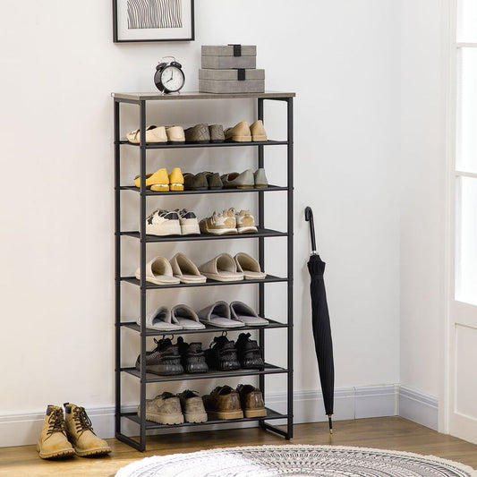 HOMCOM 8-Tier Shoe Rack - Stylish Storage for 21-24 Pairs in Any Entryway