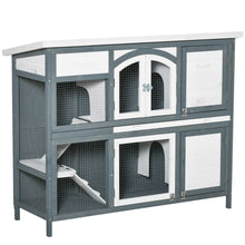 Load image into Gallery viewer, Spacious Two-Tier Bunny Hutch: Open Roof, Ramp, &amp; Easy-Clean Slide-Out Tray
