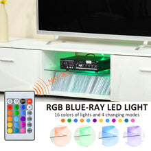 Load image into Gallery viewer, Modern HOMCOM LED TV Stand - High Gloss White Cabinet with Remote Control
