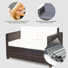 Load image into Gallery viewer, Outsunny Cozy 2-Seater Outdoor Sofa with Thick Cushions &amp; Rattan Table
