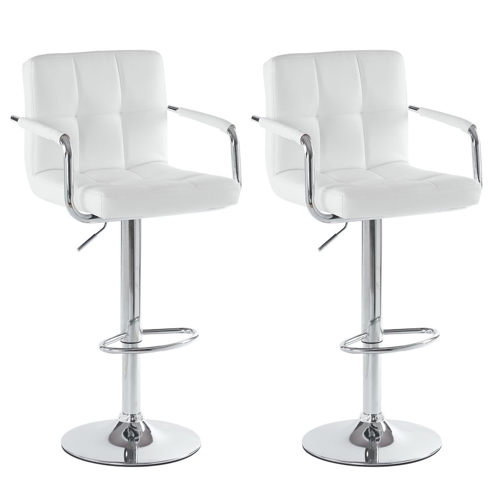 2pcs 60-80cm 6 Checks Round Cushion No Armrest Bar Stool White