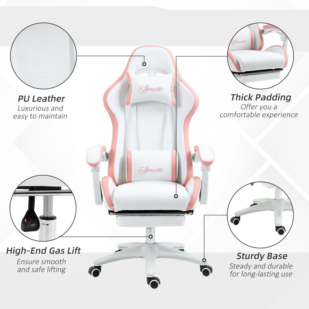Vinsetto Pink Racing Gaming Chair: Recline, Relax, Game On!