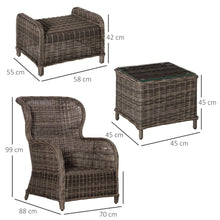 Load image into Gallery viewer, Elegant 2-Seater Rattan Sofa Set with Cushioned Stools &amp; Table for Garden Relaxation
