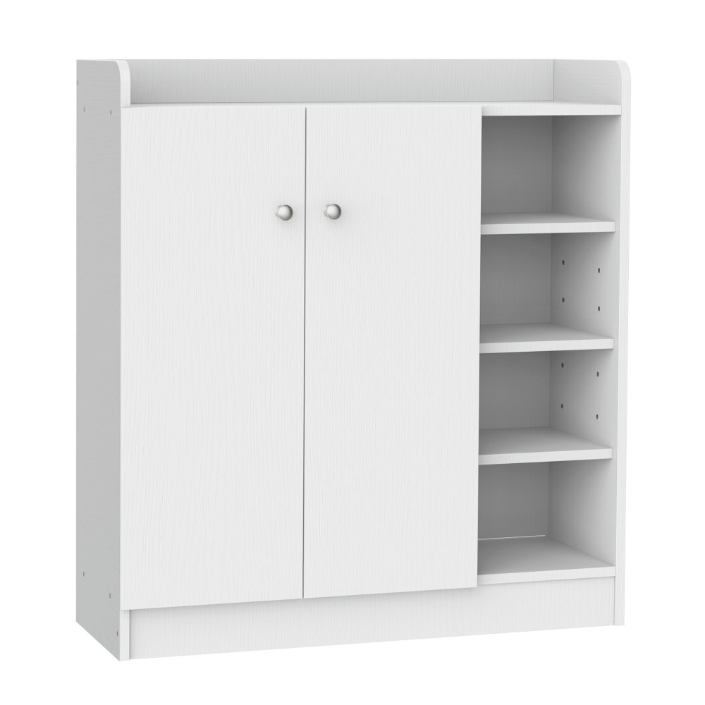 Versatile Shoe Storage Cabinet with Adjustable Shelves - Modern White Design