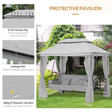Load image into Gallery viewer, 3-Seater Convertible Swing Bed with Canopy &amp; Cushions - Grey Oasis Comfort
