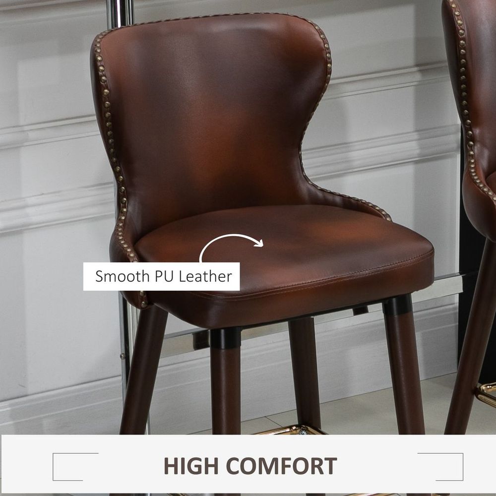 Elegant Retro Brown Bar Stool Set – PU Leather Luxury Comfort for Your Home