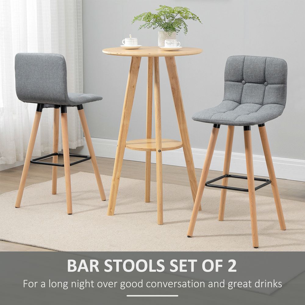Elegant Grey Armless Bar Stool Set of 2 - Tufted Comfort for Your Kitchen!