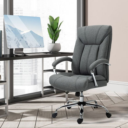 Ergonomic High Back Office Chair with Armrests - Stylish Grey & Swivel Mobility