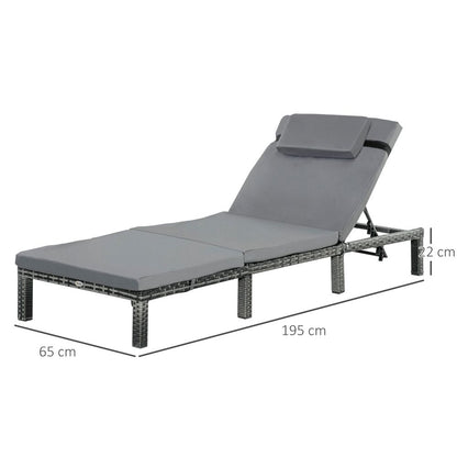 Luxury Grey Rattan Outdoor Sun Lounger Recliner - Stylish & Versatile Comfort