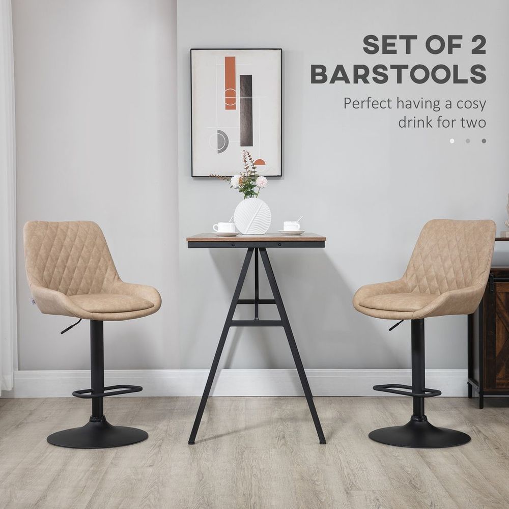 Adjustable 360° Swivel Bar Stools Set of 2 - Chic Khaki Kitchen Seating