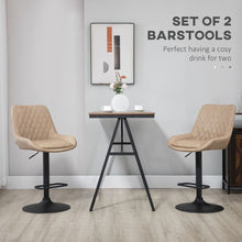 Load image into Gallery viewer, Adjustable 360° Swivel Bar Stools Set of 2 - Chic Khaki Kitchen Seating
