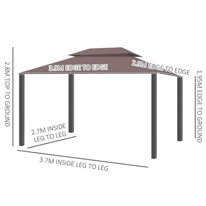 Premium 4m x 3m Metal Frame Gazebo with Mesh Curtains & Ground Stakes