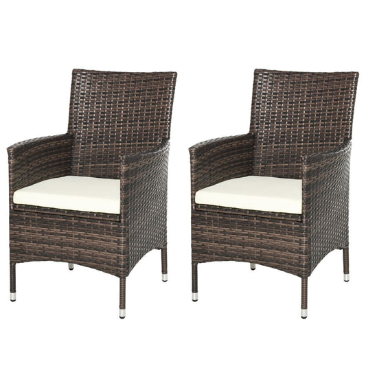 Stylish 2-Seater Outdoor Rattan Chair Set with Cushions & Armrests