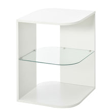 Load image into Gallery viewer, Modern Curved White Side Table with 3 Storage Shelves for Stylish Spaces
