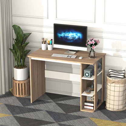 Stylish Duo Work Desk with 3-Tier Shelves - Sleek & Sturdy 2-in-1 Solution