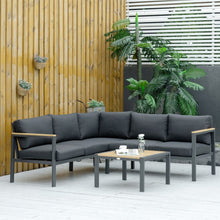 Load image into Gallery viewer, Stylish 5-Seater L-Shaped Aluminium Corner Sofa Set with Table - Dark Grey

