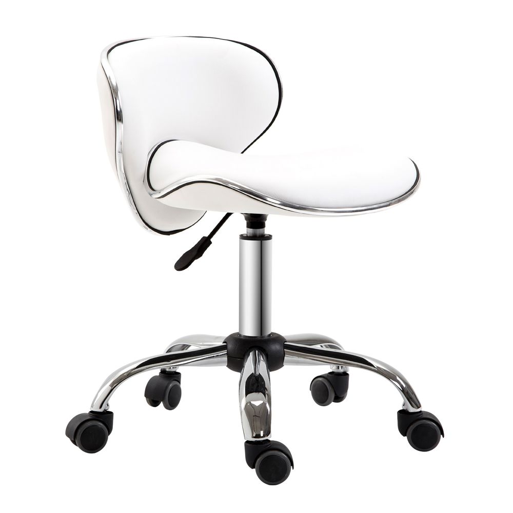 Elegant Rolling Salon Technician Stool with Comfort Cushion & Stylish Chrome Base