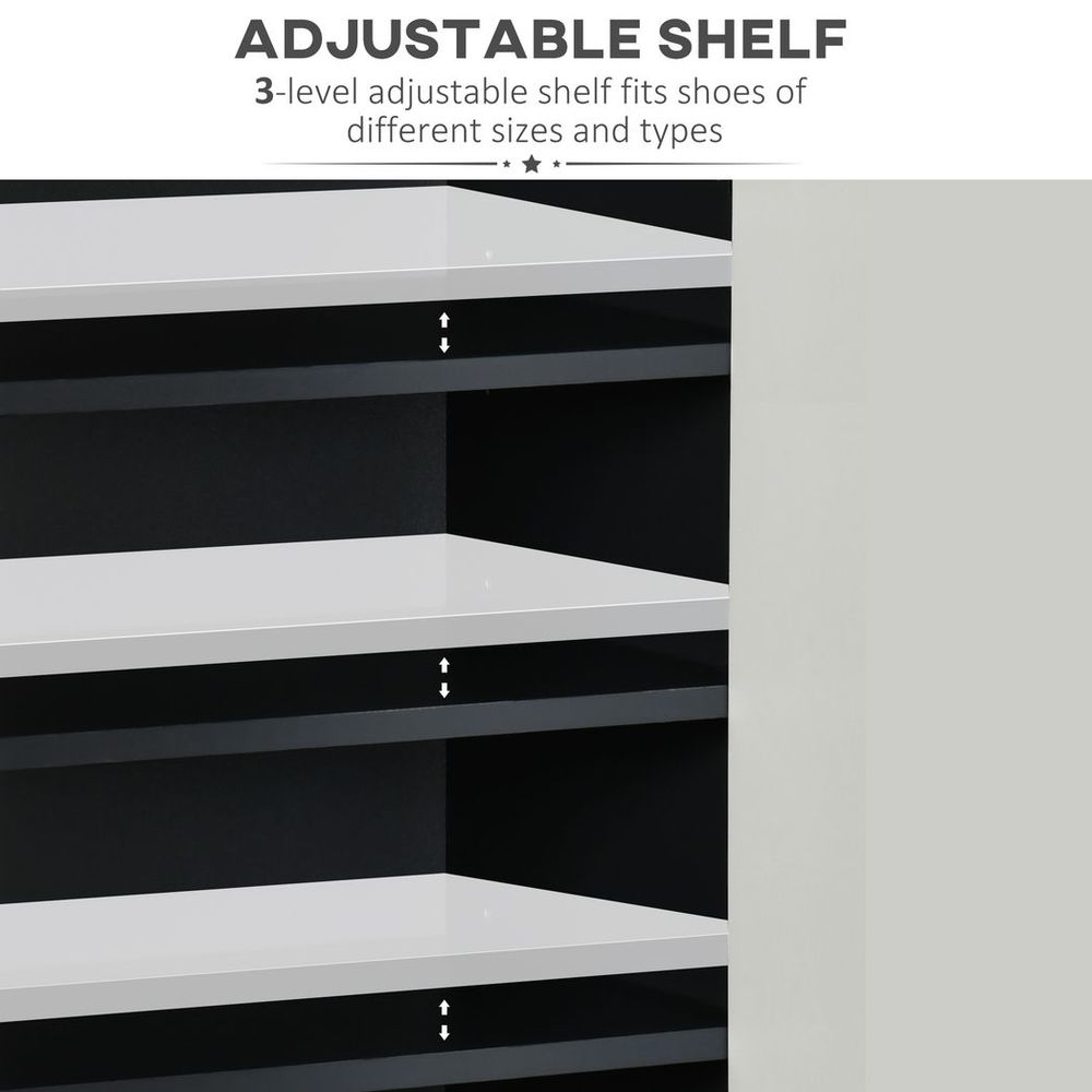 Glossy-Matte Modern Shoe Cupboard with Adjustable Shelves & Open Display Space