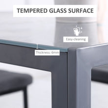 Load image into Gallery viewer, Chic Compact Square Dining Table with Glass Top &amp; Sturdy Metal Frame
