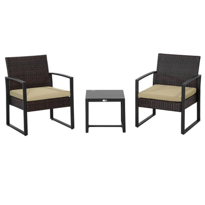 Elegant 3-Piece Rattan Bistro Set - Stylish Patio Chairs & Glass Top Table