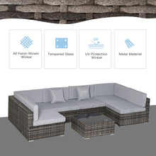 Load image into Gallery viewer, Outsunny 7PC Rattan Sectional Sofa Set with Table &amp; Cushions - Outdoor Elegance
