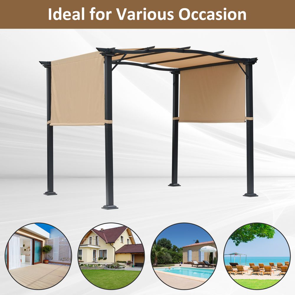 Adjustable Khaki Retractable Pergola Gazebo – Ultimate Outdoor Sun Control