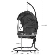Load image into Gallery viewer, Cozy Hanging Egg Chair with Stand &amp; Canopy – Modern Grey Swing Hammock
