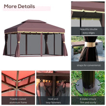 Load image into Gallery viewer, Premium 4m x 3m Metal Frame Gazebo with Mesh Curtains &amp; Ground Stakes
