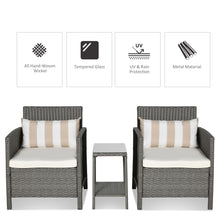 Load image into Gallery viewer, Chic Rattan 2-Seater Bistro Set with Cozy Cushions - Grey &amp; Cream
