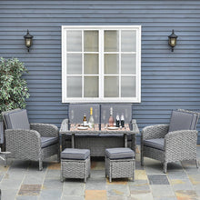 Load image into Gallery viewer, Stylish 6-Piece Rattan Patio Dining Set with Tempered Glass Table - All Weather
