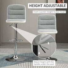 Load image into Gallery viewer, Bar stool Set of 2 Adjustable Height Upholstered Bar Chair Light Grey
