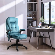 Load image into Gallery viewer, Reclining Executive Massage Chair with Heat &amp; Swivel - Luxurious Blue Velvet
