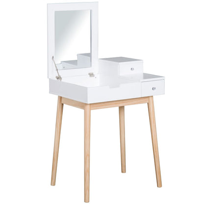 Dressing Table Desk Flip-up Mirror 2 Drawers Bedroom Makeup White HOMCOM