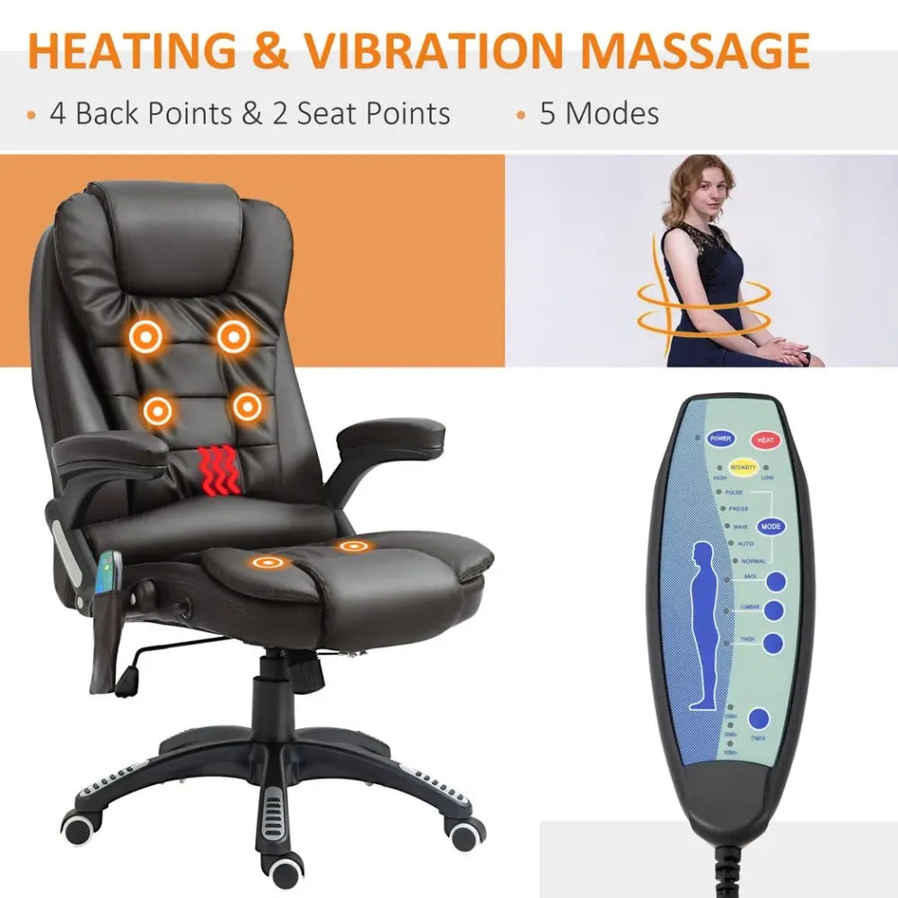 Luxury Heated Massage Office Chair - Reclining PU Leather Executive Comfort