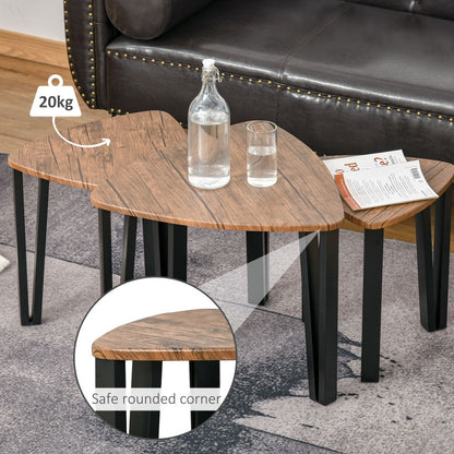 Versatile 3-Piece Stackable Coffee Table Set - Modern Walnut and Steel Design